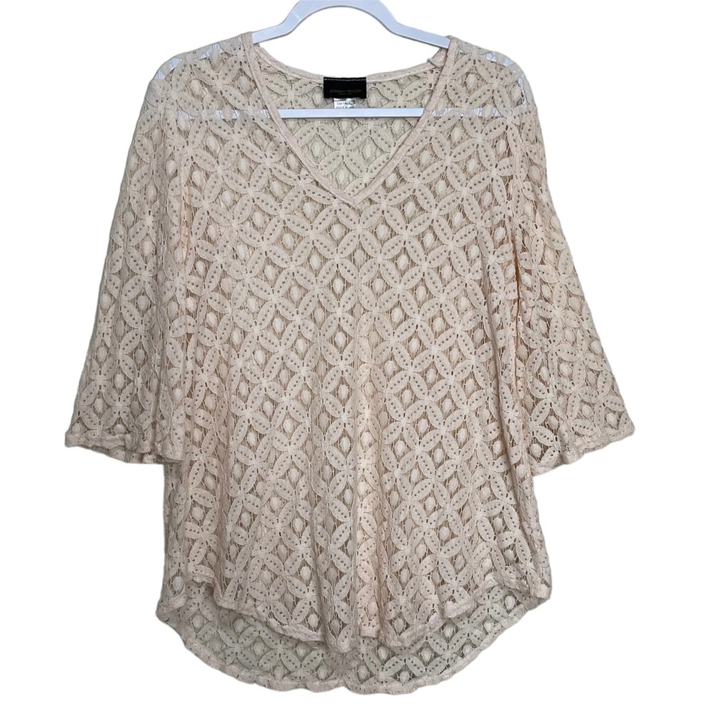 Jordan Taylor Cover Up Tunic 3/4 Sleeves Blush Pink Beachy Coastal V-Neck Size M